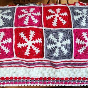 Handmade Crocheted Snowflake Throw Blanket